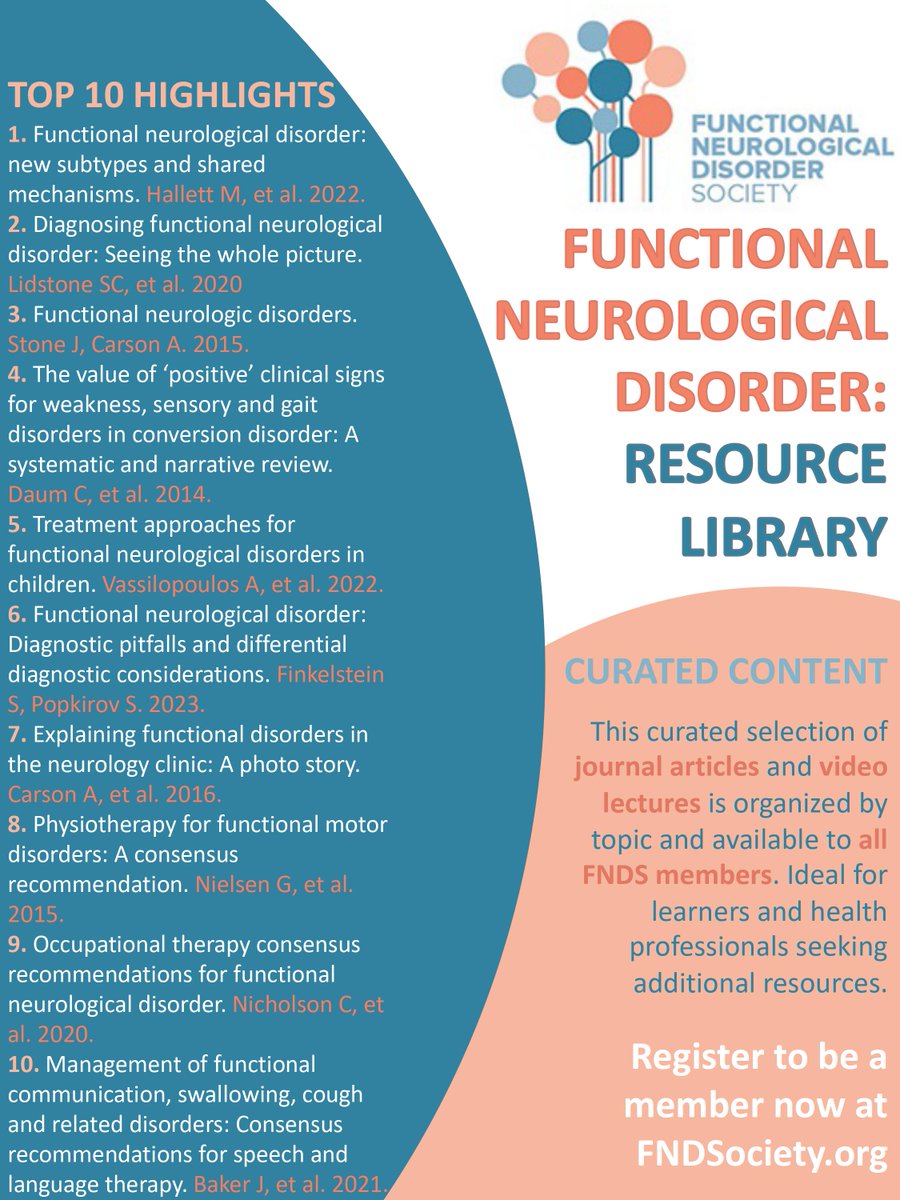 📚 Discover the FND Resource Library! This is a curated selection of journal articles and video lectures in the field of FND - available to all FNDS members! Ideas for learners and health professionals who want additional resources. Check it out here: fndsociety.org/members/fnds-r…