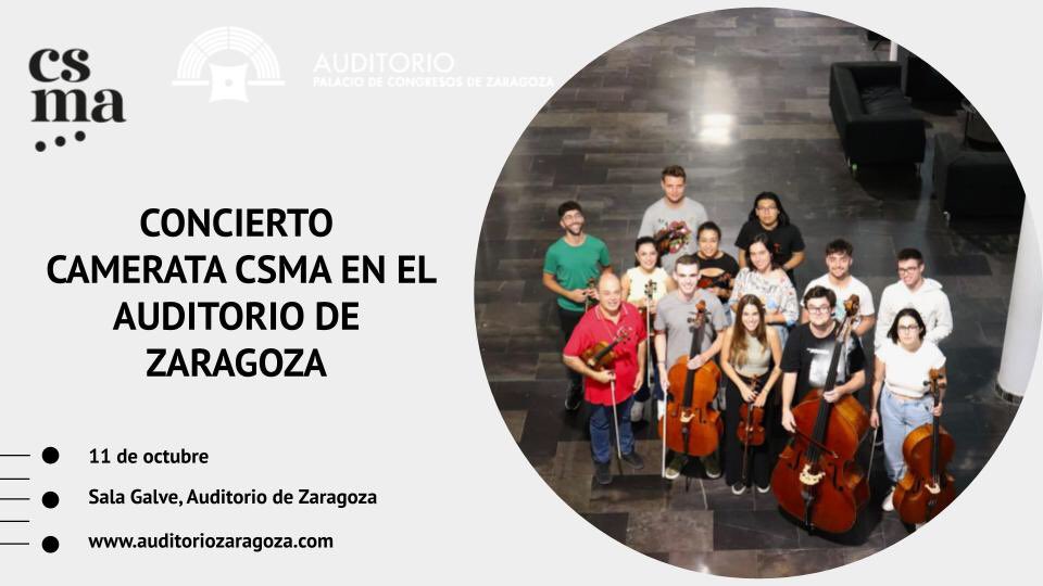 🔜 Anotad en las agendas:

11 de Octubre
19:00 horas 

⭐️Sala Galve ⭐️

🎼 Concierto de la Camerata del @csmaragon en el @auditoriozaragoza

En recuerdo del compositor aragonés Simón Tapia-Colman

No faltéis!!👌🏻