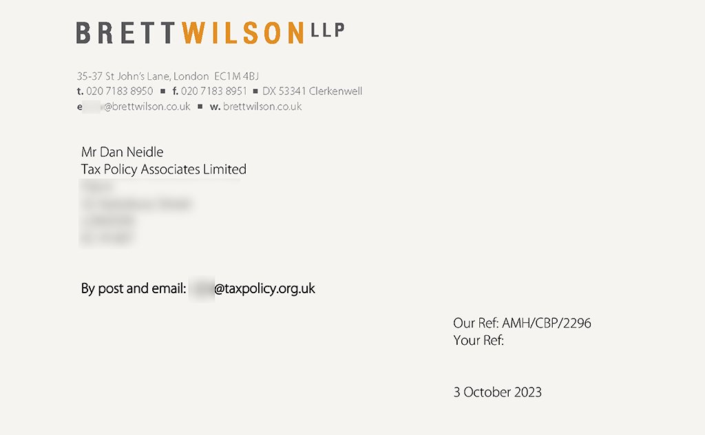 DanNeidle's tweet image. We’re being SLAPPed by tax avoidance outfit “Property118”

We said their landlord tax scheme didn’t work and, worse, could default your mortgage. They&apos;ve ordered us to retract our opinion, because they’ve paid for a secret KC opinion which we must defer to, but can’t publish.