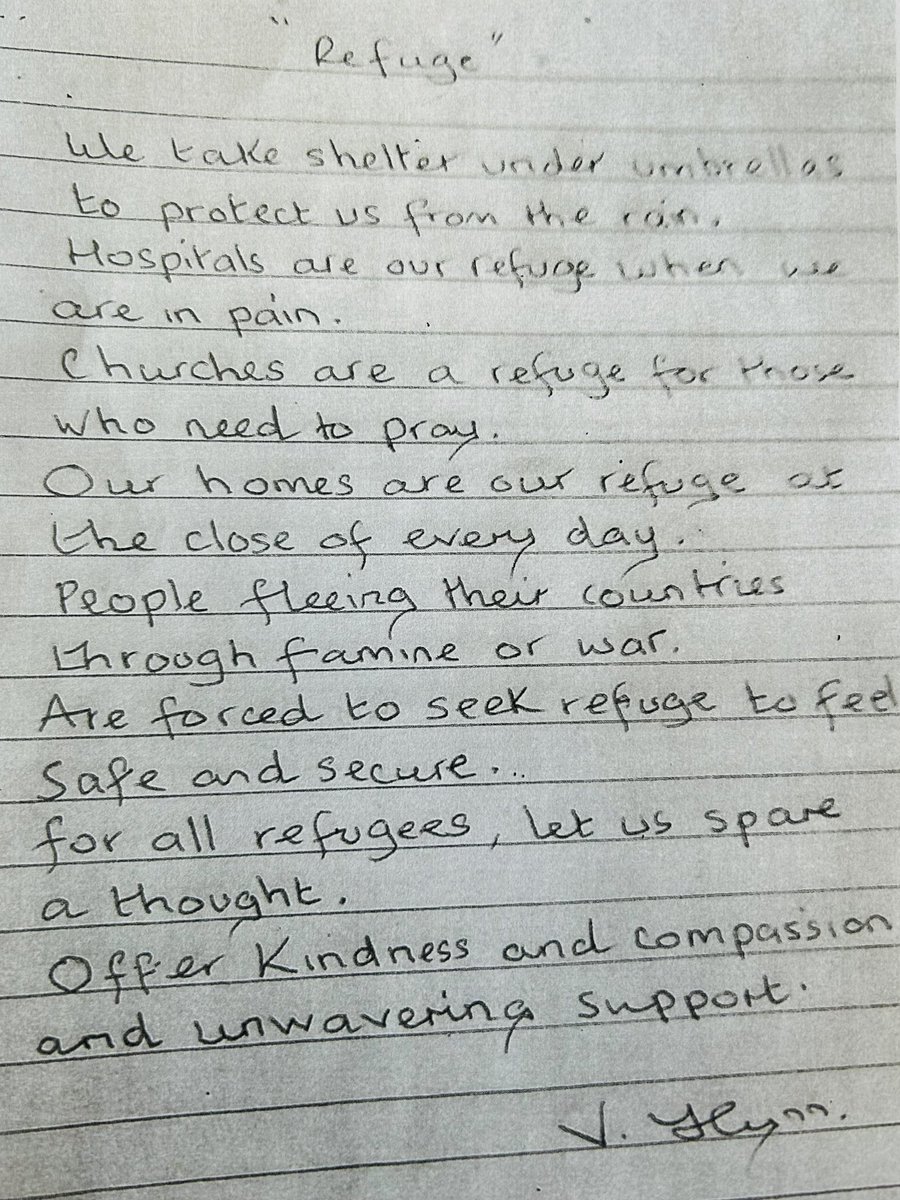 So proud of our poetry competition winners: Yuling, Mya and Mrs Flynn. This year’s theme was ‘refuge’ and we are sure you will agree they are absolutely amazing! #NationalPoetryDay2023