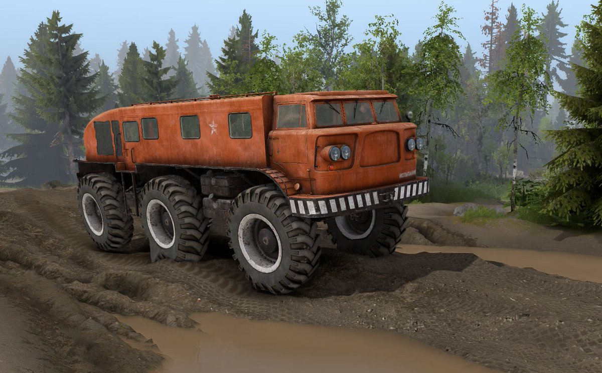 morrick's tweet image. The E-167 truck in #SpinTires. I wish they had brought this beast to #SnowRunner. Looks like a Tatarin on steroids. :-)