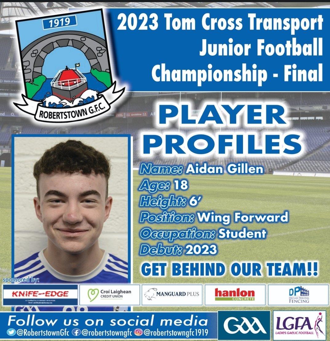 RobertstownGfc's tweet photo. Ahead of the Tom Cross Junior Football Championship Final on Sunday, we want you to meet the panel.
Next up, we have Aidan Gillen
#robertstownGFC #juniorfinal #tomcrossjuniorchampioship #knifeedgefencing #kildaregaa #meettheteam https://t.co/3ZSeNqgetu