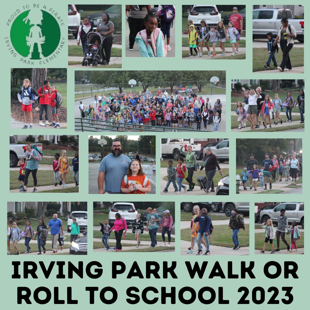 GCShealthandpe's tweet photo. What a great turn out for Walk or Roll to School 2023 @IrvingParkGCS! #activefamilies @GCSchoolsNC https://t.co/TpX2Omg2UI