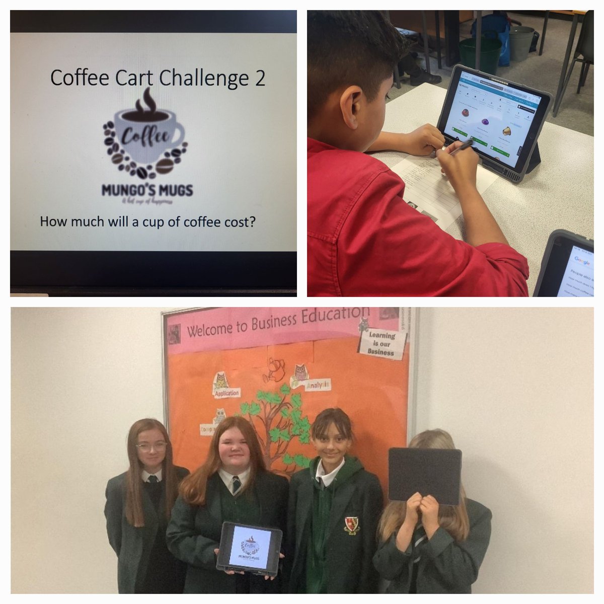 MrsMacSMHSBusEd's tweet photo. S2 Coffee Challenge Part 2
Researching prices of supplies for St Mungos Mugs. Great effort from all involved 👏 👍👌@StMungosFalkirk @StMungosMaths @DYWStMungos1 https://t.co/iVqsNfSvyd
