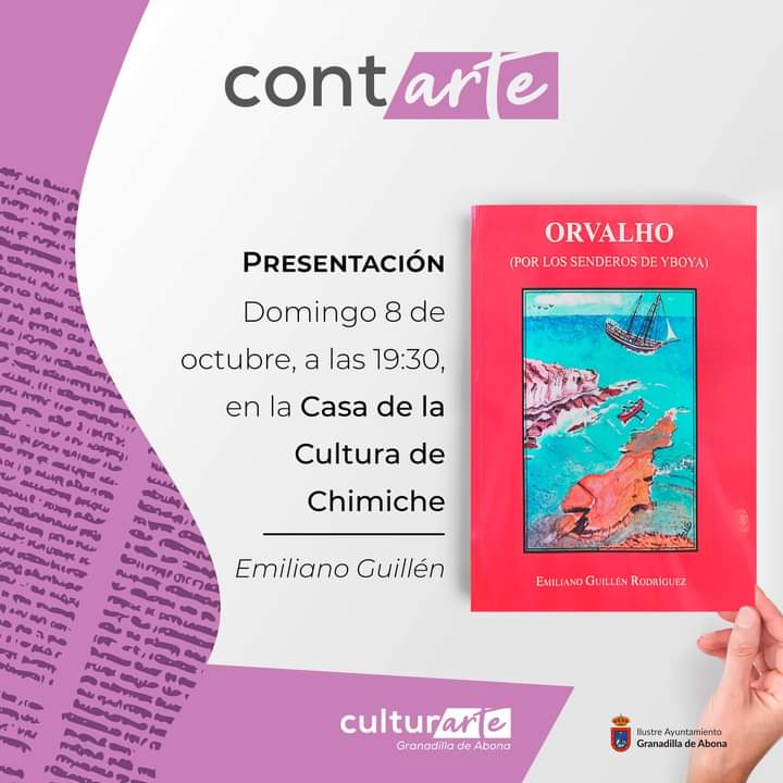 granadillaabona's tweet photo. 🗣📖Presentación del 𝐥𝐢𝐛𝐫𝐨 ‘𝐎𝐫𝐯𝐚𝐥𝐡𝐨𝐬 𝐩𝐨𝐫 𝐬𝐞𝐧𝐝𝐞𝐫𝐨𝐬 𝐝𝐞 𝐈𝐛𝐨𝐲𝐚’ 𝐝𝐞 𝐄𝐦𝐢𝐥𝐢𝐚𝐧𝐨 𝐆𝐮𝐢𝐥𝐥𝐞́𝐧, cronista oficial del municipio, en el centro cultural de Chimiche, a las 19.30 horas. 

#Culturarte #Contarte https://t.co/NiTF7lsdKL