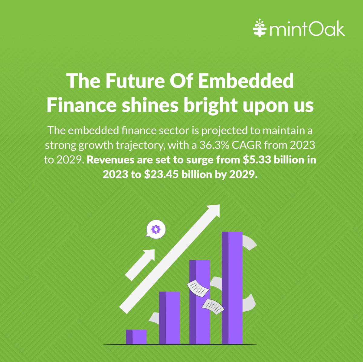 Embedded Finance is undeniably the future of financial services. 

By streamlining financial transactions, Embedded Finance empowers businesses and individuals alike. 

Stay tuned with us for more industry updates! 💚✨

#Fintech #Mintoak #MintingTheFuture #IndustryUpdates #SMEs