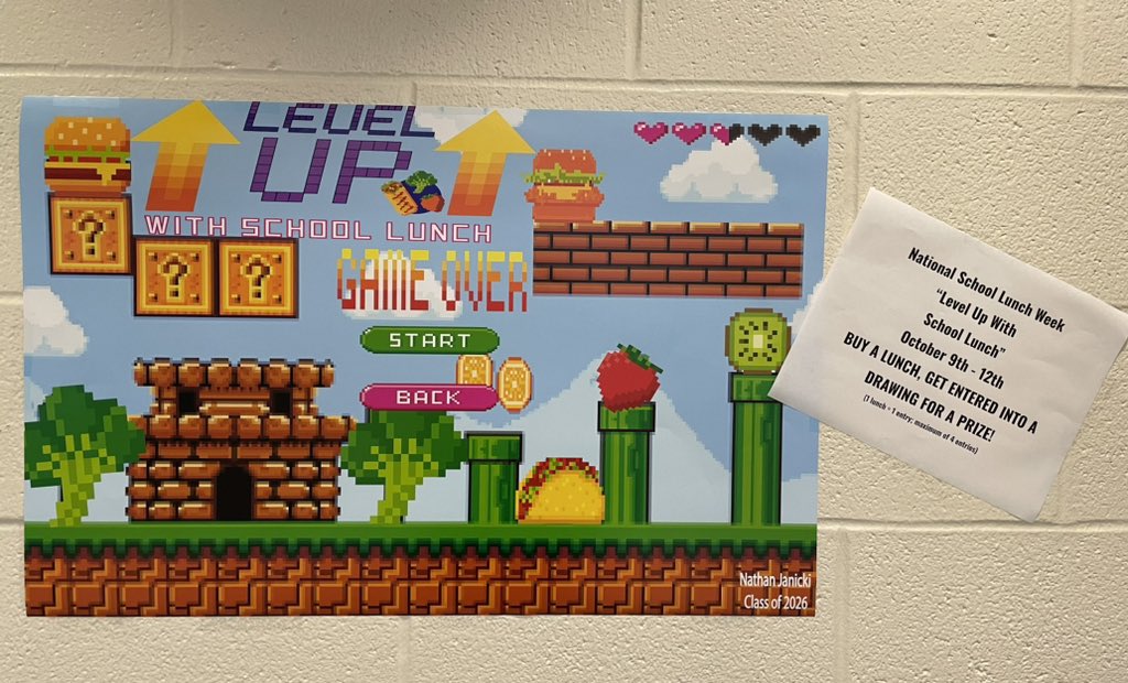 SNS_Amherst's tweet photo. Just a couple of our Steele HS studentsโ artwork on display in the Steele Cafeteria! #NSLW23 @stephanie_boggs @SteelePrincipal @snaohio @SchoolLunch #LevelUpWithSchoolLunch
#CometCafe #CometCuisine
(More pics to come!) https://t.co/HpUW7vLmw7