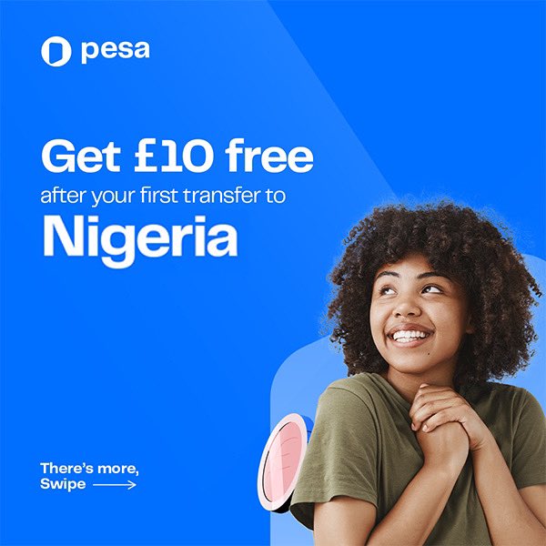 joinpesa's tweet photo. Get a welcome bonus when you register and send money to your loved ones in NIGERIA.

Pesa guarantees
- Zero(0) transfer fees on all transfers.
- Best exchange rate in the market.
- Instant delivery in 5 minutes or less.

Terms and Conditions Apply - https://t.co/I4AU9lkr9T

Create a Pesa account today. 👇🏾
https://t.co/IUJglq7MEa