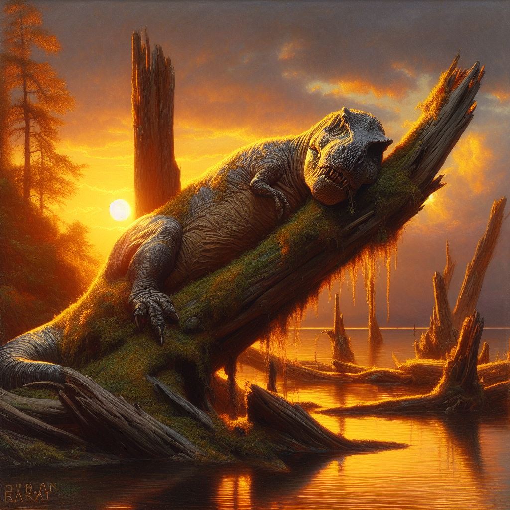 Mathieustern's tweet image. Time for a Jurassic Nap! ... crazy how great the dinosaur look in #DALLE3, it&apos;s so much better than any other AI on this subject.