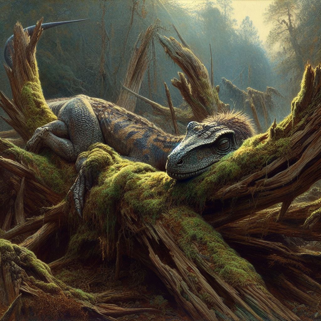 Mathieustern's tweet image. Time for a Jurassic Nap! ... crazy how great the dinosaur look in #DALLE3, it&apos;s so much better than any other AI on this subject.