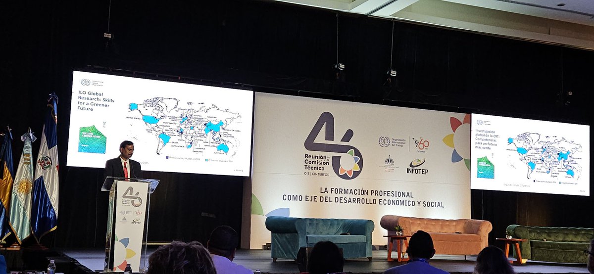 fernandovarzu's tweet photo. Srinivas Reddy Jefe de @ILO_SKILLS  presenta en la 46RCT A de @OITCinterfor los desafíos para una transición justa con competencias y habilidades actualizadas. https://t.co/CTTIOhNXDu