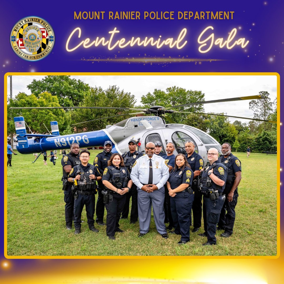 CityofMtRainier's tweet photo. Join the City of Mount Rainier Police Department in celebrating a century of dedication and service!
In 1923, the MRPD was established with a mission to serve and protect our community. Tap link for more info https://t.co/lNHpCsRdu5
#MRPD #CentennialGala https://t.co/knq2cbw231