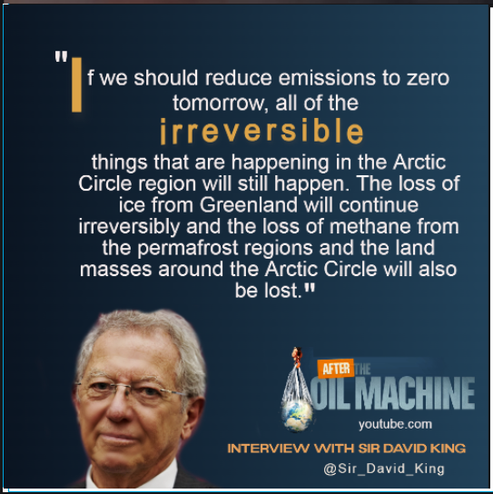 Many/most people in the world don't know this simple fact told to us by the former Chief Scientific Officer of the US. @Sir_David_King #ClimateEmergency Can you imagine if a leader walked up to the podium and said this. It will never happen.