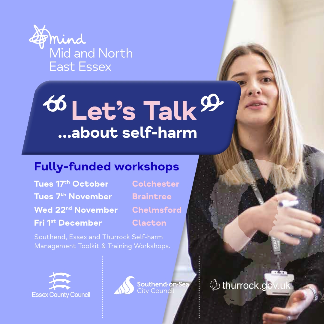 Book your place today - our fully funded training workshops for teachers and pastoral staff working in Southend, Essex, and Thurrock are available to book here mnessexmind.org/letstalkabouts…

Colchester date: Tuesday 17 October 2023

#LetsTalkAboutSelfharm #Mneem #MnessexMind