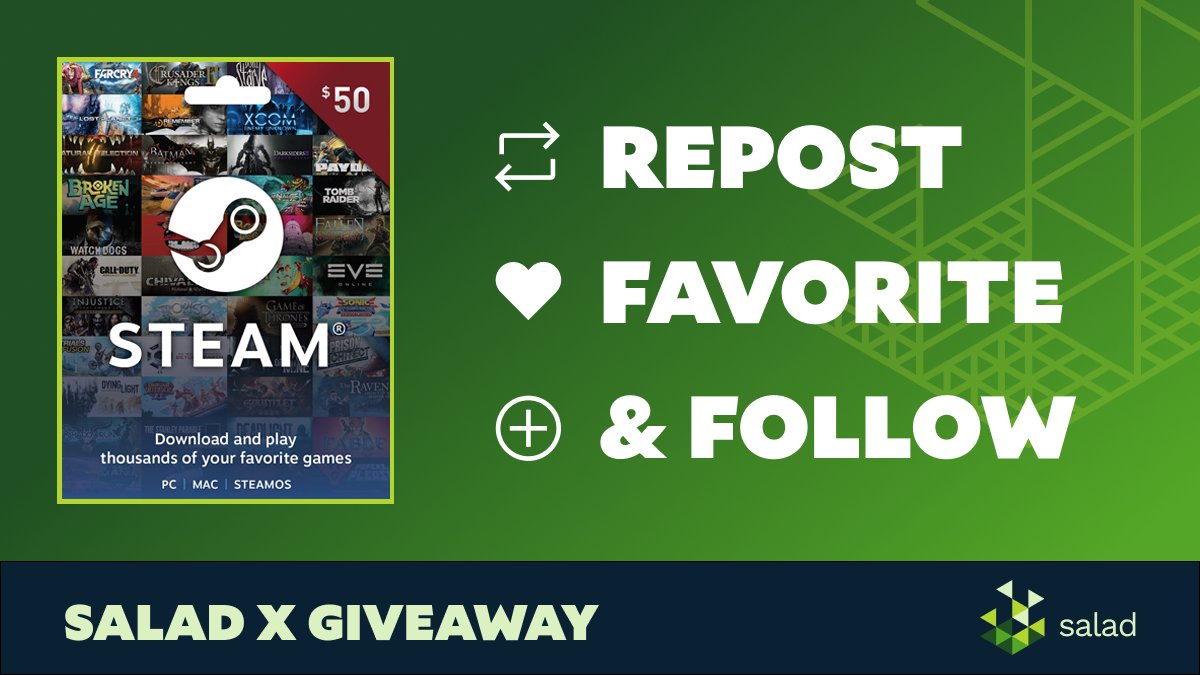 🎮 $50 STEAM CARD GIVEAWAY 🎮

Kickstart your gaming journey with a $50 Steam Gift Card on us! 🚂💰

To Enter:
1️⃣ Retweet this tweet 🔄
2️⃣ Like ❤️
3️⃣ Follow us <a href="/Salad_Chefs/">Salad</a>🚀

Power up for your next digital escapade! 🕹️#SteamGiveaway #PCGamer #GPU #Giveaway #PassiveIncome