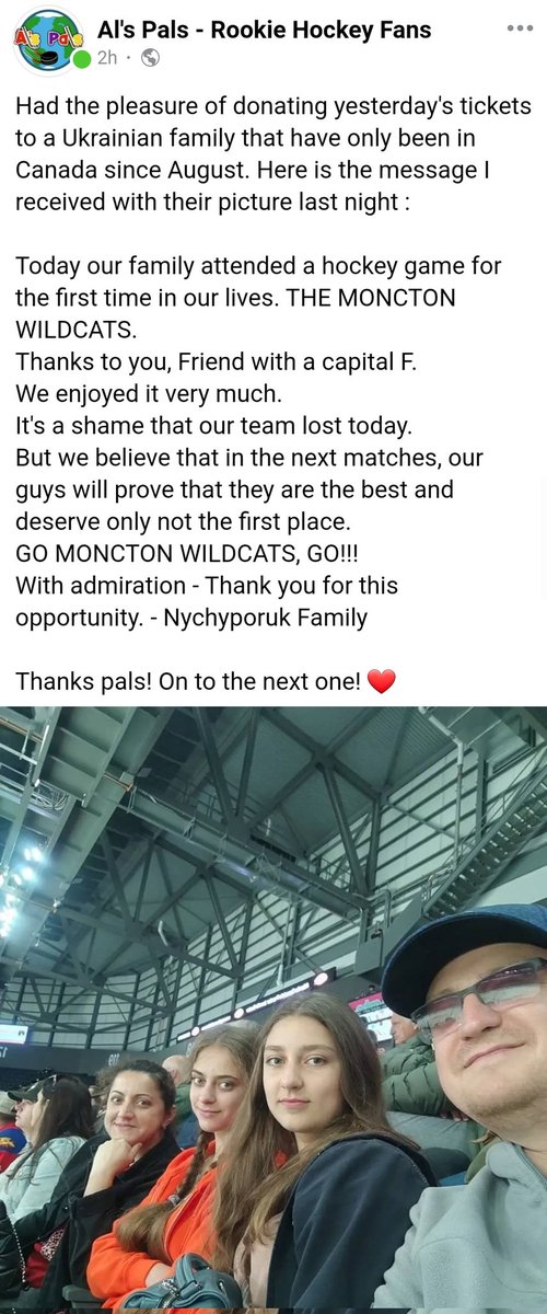 AlsPalsMoncton's tweet photo. Amazing how people who have only been in Canada for 2 months are already showing a passion for the @monctonwildcats. You love to see it.💕 #QMJHL https://t.co/LQP2mDaU9U