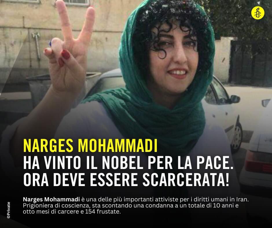 #FreeNargesMohammadi #Iran #WomanLifeFreedom #HumanRightsViolations #StopExecutionsInIran
L’appello da firmare su Amnesty.it 🖋
amnesty.it/appelli/iran-n…