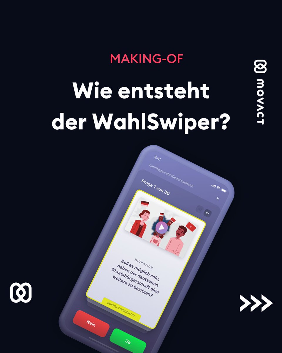 movact's tweet photo. Sonntag wird in Bayern und Hessen gewählt. Wer nicht weiß, welche Partei am besten passt, kann den WahlSwiper auf https://t.co/ZvWr3beeys ausprobieren.

Doch was passiert, bevor ein neuer @WahlSwiper  veröffentlich wird? Wir nehmen euch mit bei den 5 wichtigsten Schritten.
👇 https://t.co/sk9ObH4T1S