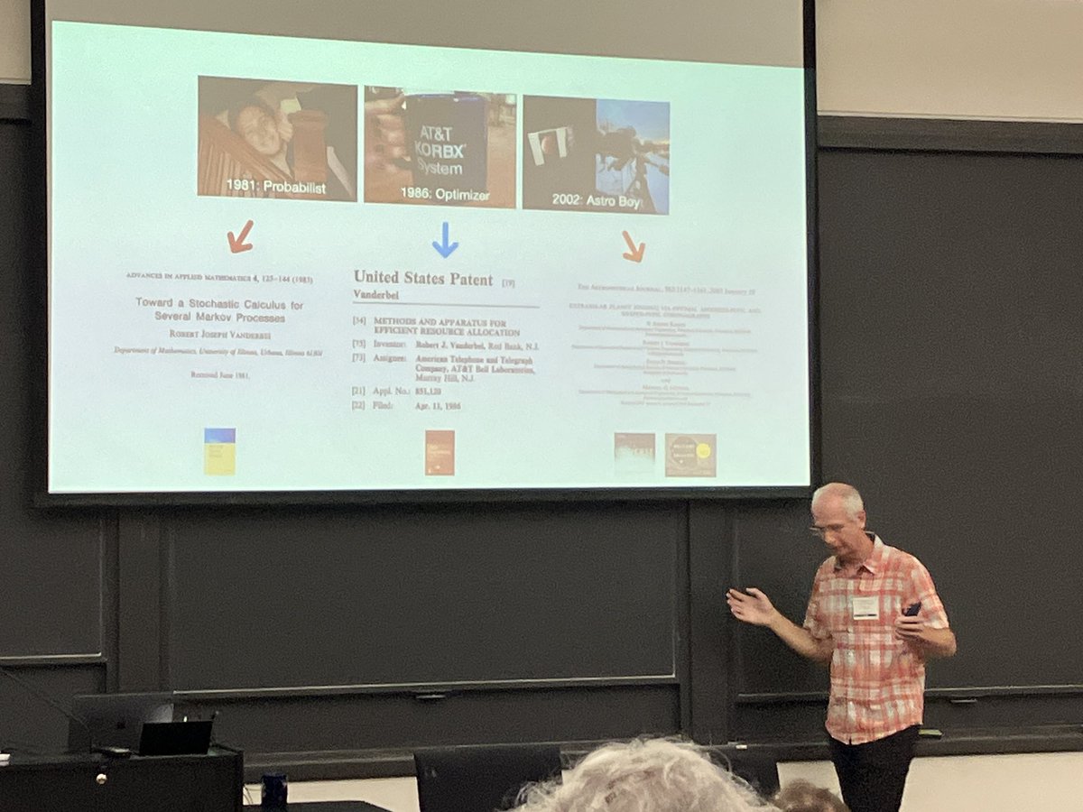thserra's tweet photo. Robert Vanderbei’s birthday celebration with #BobFest starts with Amir Ali Ahmad introducing @wjcook, who told that Bob sold two paintings to his school at age 10; Cook reached out to the Grand Rapids school to buy those paintings, but they thought it was a prank call #orms https://t.co/MGILD8MmZU