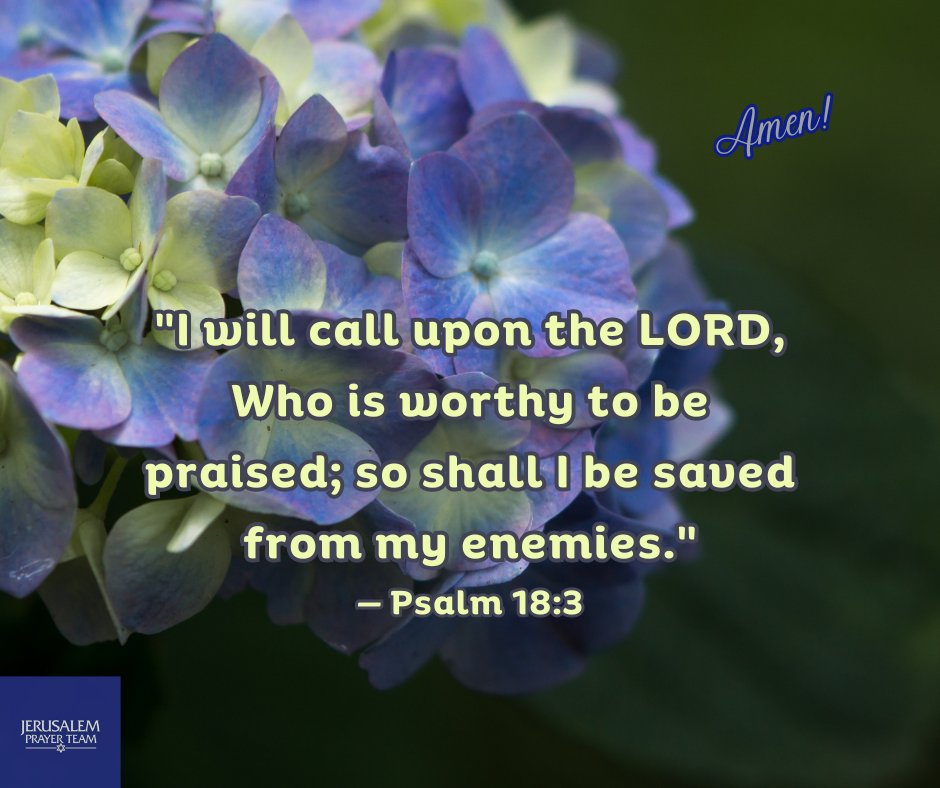 jerusalemprayer's tweet photo. "I will call upon the Lord, Who is worthy to be praised; so shall I be saved from my enemies."
—Psalm 18:3
Amen!
#PraiseHim #YouAreLoved #Believe #MyDeclaration #FaithSpeaks https://t.co/B6mfto5lpU
