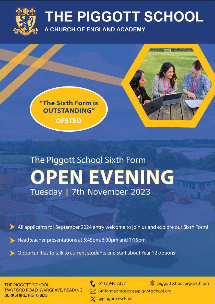 Please join us for our 6th Form Open Evening on Tuesday 7th November 5-8pm.