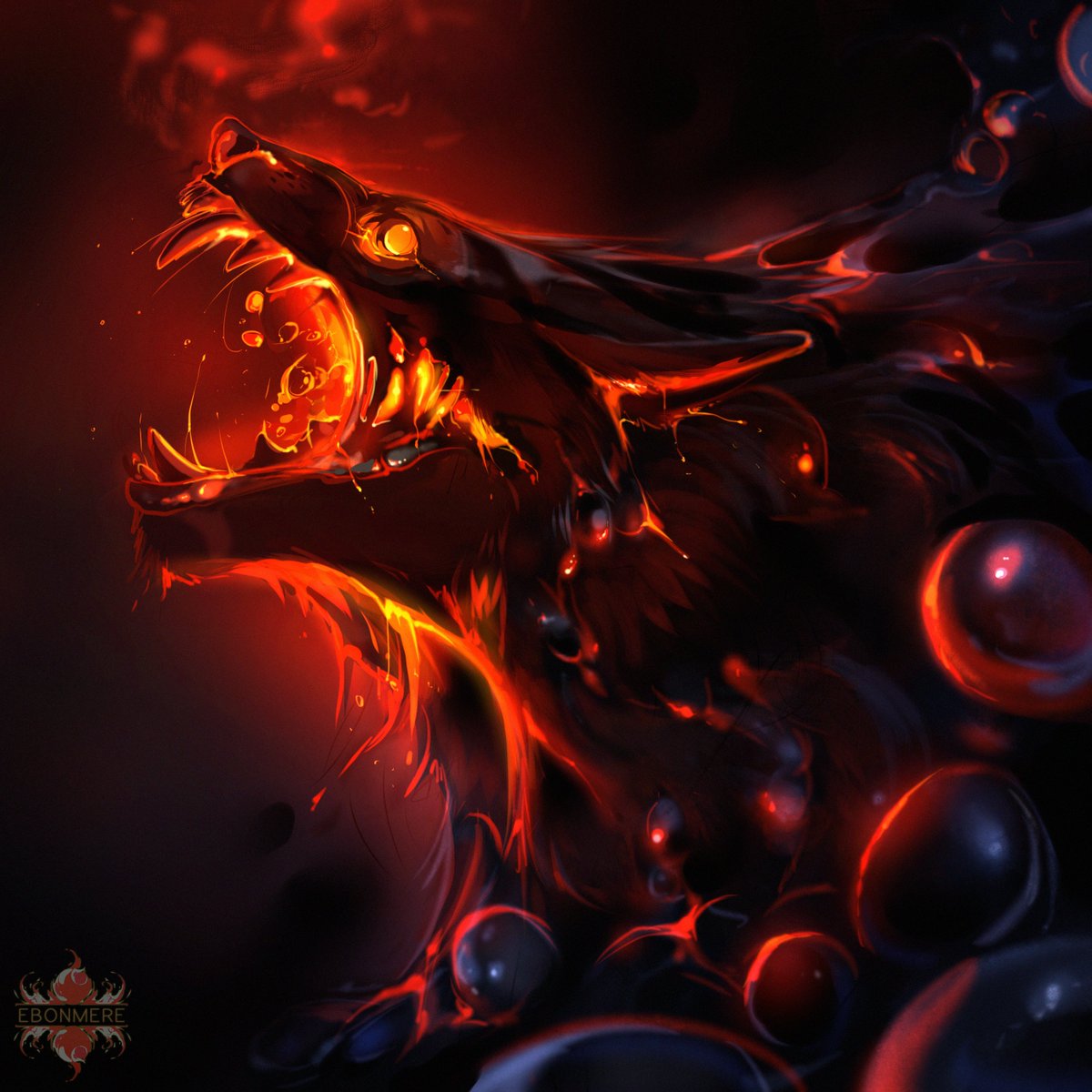 Just found this in my files X AX
Art for a custom Yu-Gi-Oh card because I'm hoplessly self indulgent.

 Please meet my baby: Supervolcano Wolf Omega - he has nasty graveyard effects UwU