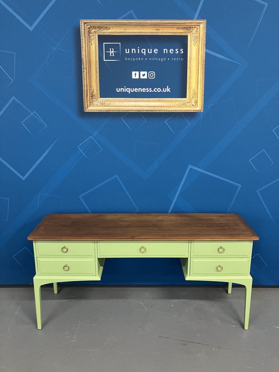 Our local creative team at Uniqueness have revitalised this Desk, by sanding it back, finishing the wooden surfaces in Dark Wax and painting with Frenchic Al Fresco Limited Edition Matcha

£179 W: 152cm H: 72cm D: 47cm