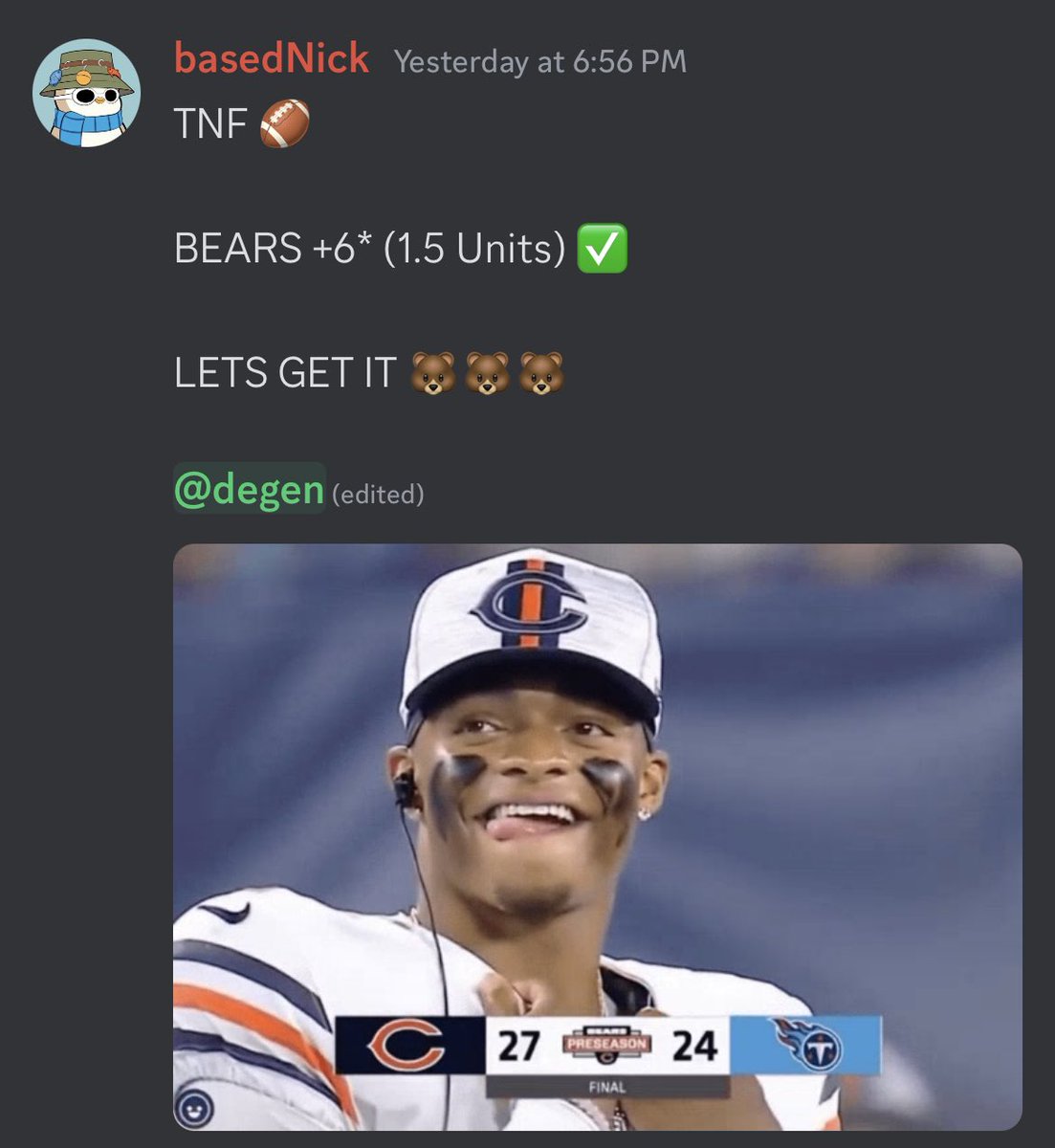 DegenXBets's tweet photo. BEAR DOWN 🐻🐻🐻

https://t.co/tVkQlPjhYk

#GamblingTwitter
#GamblingX https://t.co/5gJQuJAYBE
