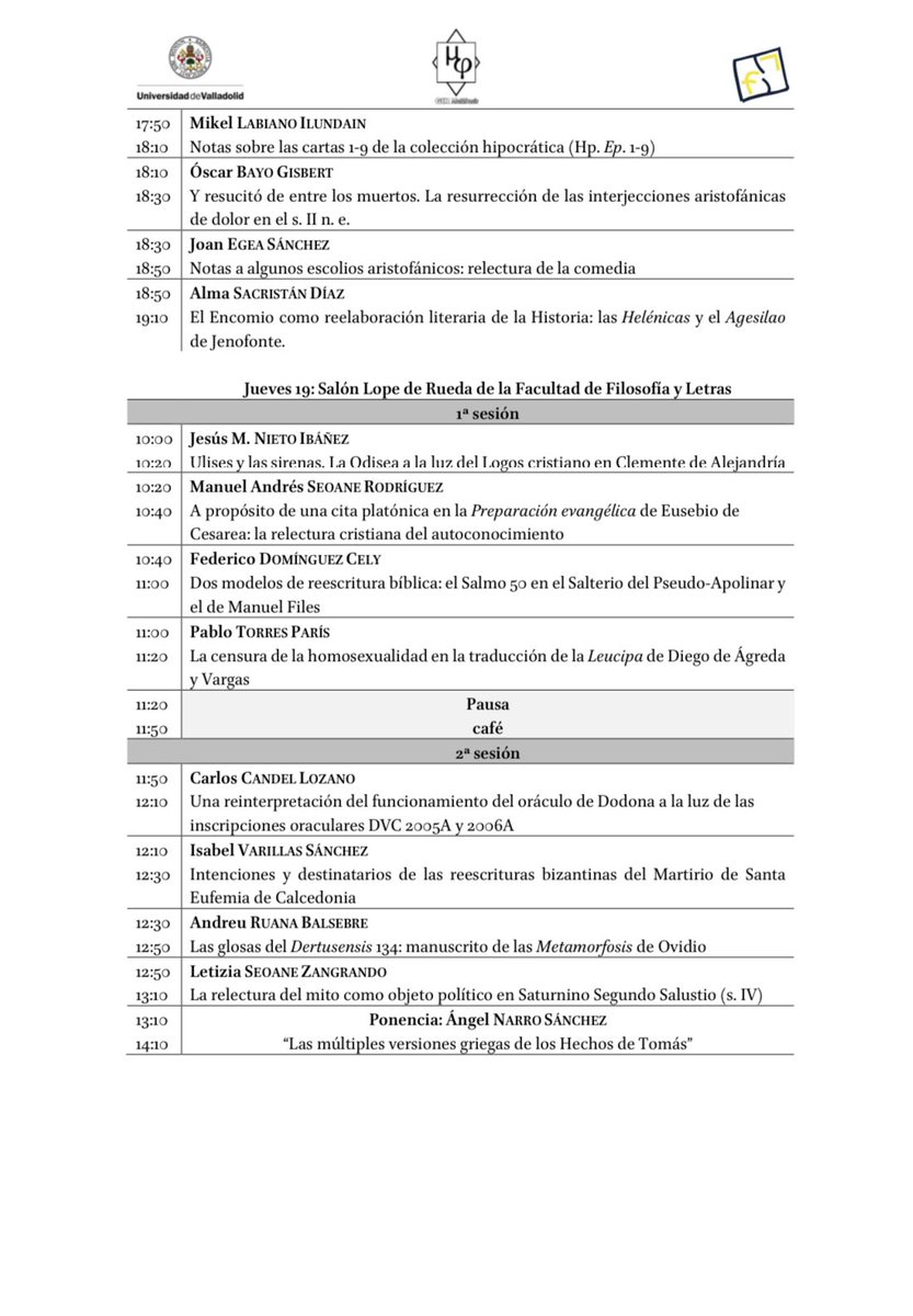 clasicas_uva's tweet photo. Los días 18 y 19 de octubre se celebrarán en @FyL_UVa las I Jornadas “Reescrituras y relecturas de la Antigüedad: tradiciones, formas e interpretaciones” https://t.co/12w0BGgd0z