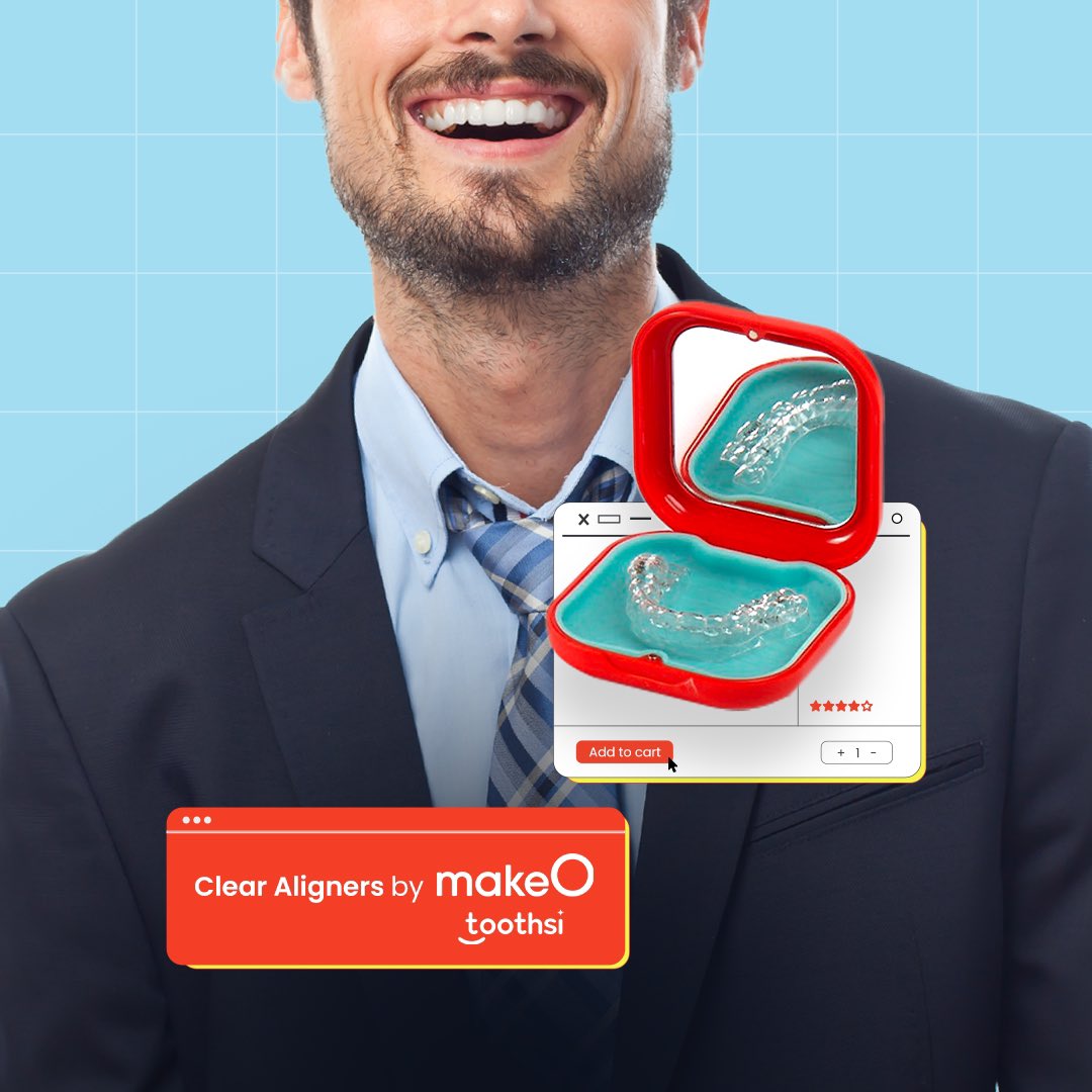 toothsialigners's tweet image. Not grumpy, but this boss loves a dose of good humour everyday!✨ A good laugh energises him, but his crooked teeth hold him back. The solution? We know! A pair of makeO toothsi clear aligners for 6-8 months. Book your appointment, from the link in bio.

#weknow #makeOtoothsi