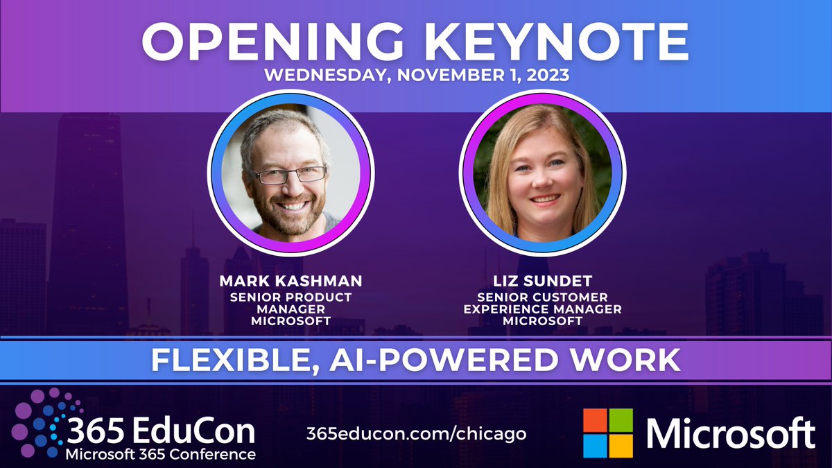 TechCon 365, PWRCON & DATACON (@techcon365) on Twitter photo Exciting Keynote at #Microsoft365 and #PowerPlatform conference, 365educon.com/Chicago, on "Flexible, AI-Powered Work" with Mark Kashman <a href="/mkashman/">Mark Ka$hman 🧔🏻♂️</a> and Liz Sundet <a href="/percusn/">Liz Sundet #NotTracy</a>! Discover the future of work with #AI #Copilot #MicrosoftTeams #SharePoint #OneDrive #MicrosoftLists and Exciting Keynote at #Microsoft365 and #PowerPlatform conference, 365educon.com/Chicago, on "Flexible, AI-Powered Work" with Mark Kashman <a href="/mkashman/">Mark Ka$hman 🧔🏻♂️</a> and Liz Sundet <a href="/percusn/">Liz Sundet #NotTracy</a>! Discover the future of work with #AI #Copilot #MicrosoftTeams #SharePoint #OneDrive #MicrosoftLists and