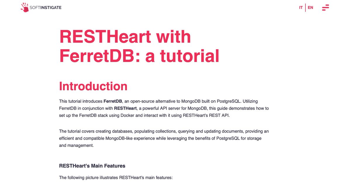 ferret_db's tweet photo. Great tutorial from @softinstigate that introduces @ferret_db as an #opensource alternative to #MongoDB built on #PostgreSQL.
Read the entire guide on how to utilize #ferretDB with #RESTHeart --> https://t.co/439cyzSGrH https://t.co/rO4ql1qy6E