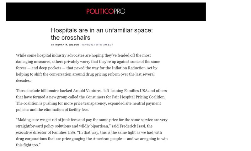 FamiliesUSA's tweet photo. When you go to the doctor, the standard should be #SameServiceSamePrice. No one should pay an additional fee just because corporate interests decided that furniture and a few lamps count as expenses. See more from @FamiliesUSA's @FrederickIsasi, quoted by @misswilson @POLITICOpro https://t.co/z65yuTe5OO