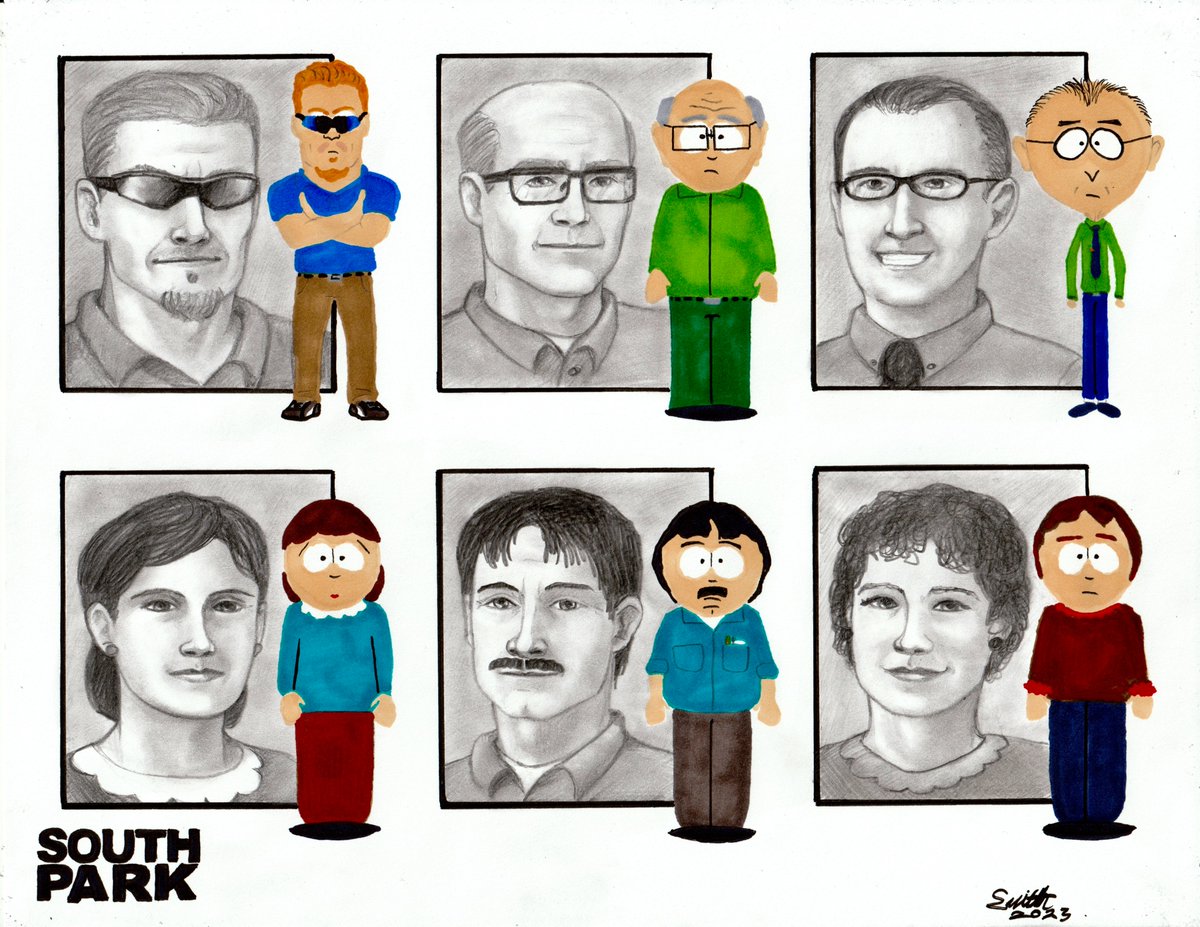 evanr2249's tweet photo. Realistic South Park Characters
8.5x11, pencil on paper, 2023
#SouthPark #stanmarsh #KyleBroflovski #cartman #KennyMcCormick #Butters #WendyTestaburger #PCPrinciple #MrGarrison #MrMackey #RandyMarsh #SharonMarsh https://t.co/KF7bbKrL8T