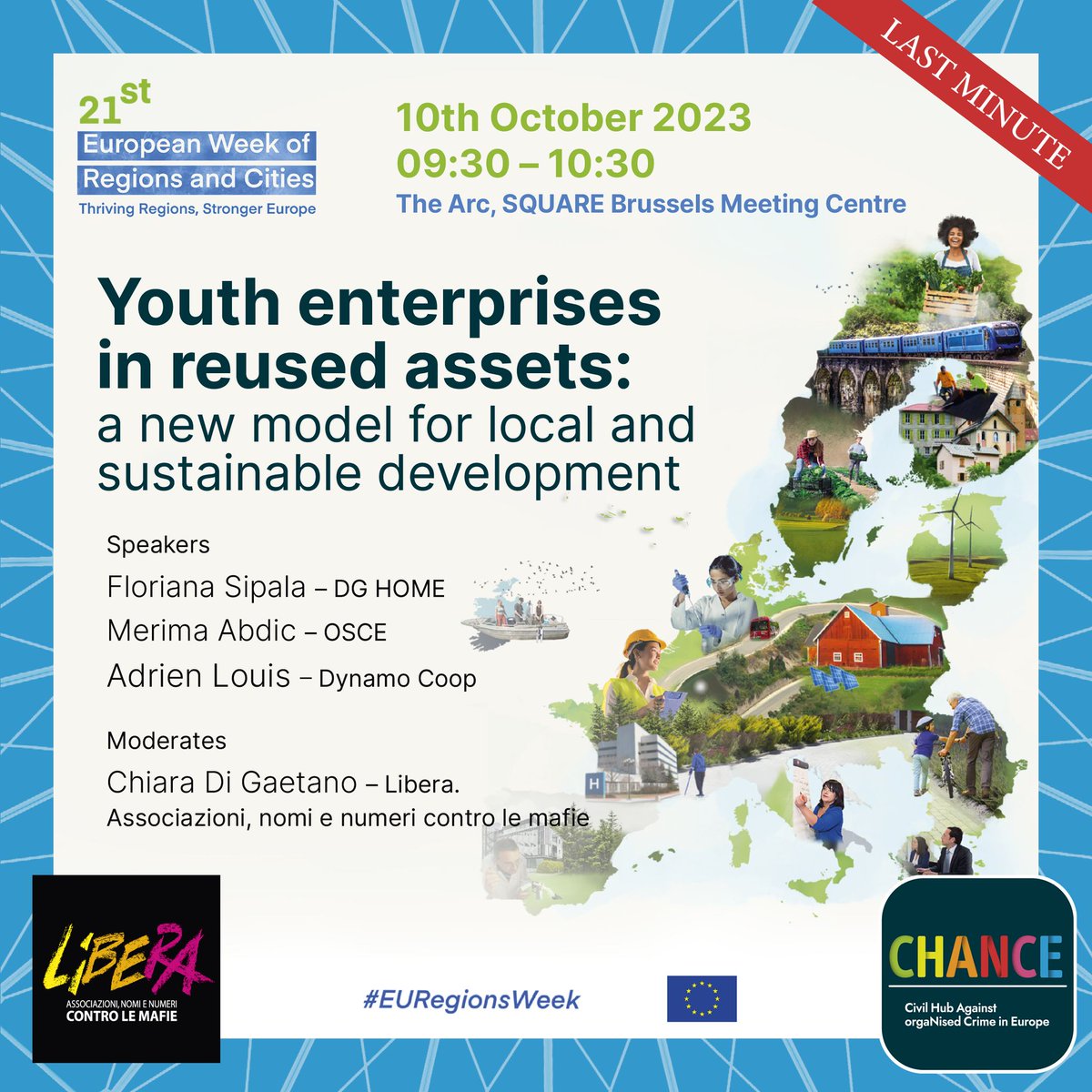 BASTA_Belgium's tweet photo. L'économie sociale comme antidote à la criminalité organisée. Venez découvrir un nouveau modèle de développement, lundi 10 octobre en occasion de la #EURegionsWeek @FlorianaSipala  @libera_annclm  @dynamocoop https://t.co/DIozRh8OXW