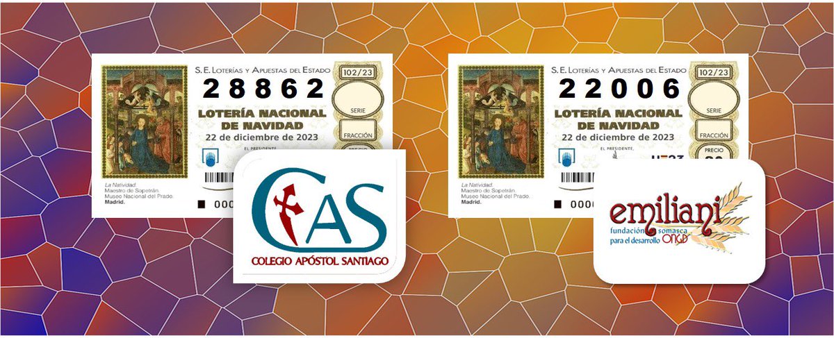 Un año más, empezamos la venta de Lotería de Navidad del próximo 22 de diciembre de 2023. Se ponen a la venta décimos, con un donativo de 4€. Las personas interesadas pueden comprar los dos números en la portería del Colegio y a través de los voluntarios.