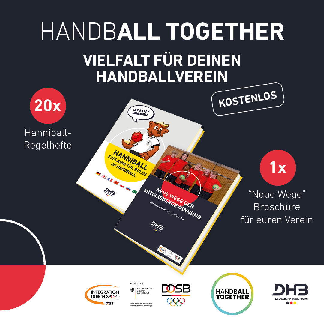 Vielfalt für deinen Handballverein 🙌 Sichert euch jetzt ein Materialpaket, das euch bei der Gewinnung von Mitgliedern mit Migrationshintergrund hilft. 📦 #WIRIHRALLE #aufgehtsDHB #Handball -- Anmeldung zur Versandaktion bis zum 5. November ➡️ forms.office.com/e/XcbnRiLn6n