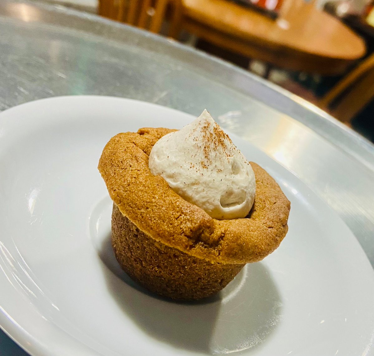 AwuCafe's tweet photo. Our bakery special this morning is our customer favorite ginger chocolate chip cookie turned into a Cookie Cup and filled with a vanilla cinnamon whipped cream. Also in the case today we have cinnamon rolls, strawberry scones, and white chocolate coffee scones. https://t.co/WfAOZC5S8r