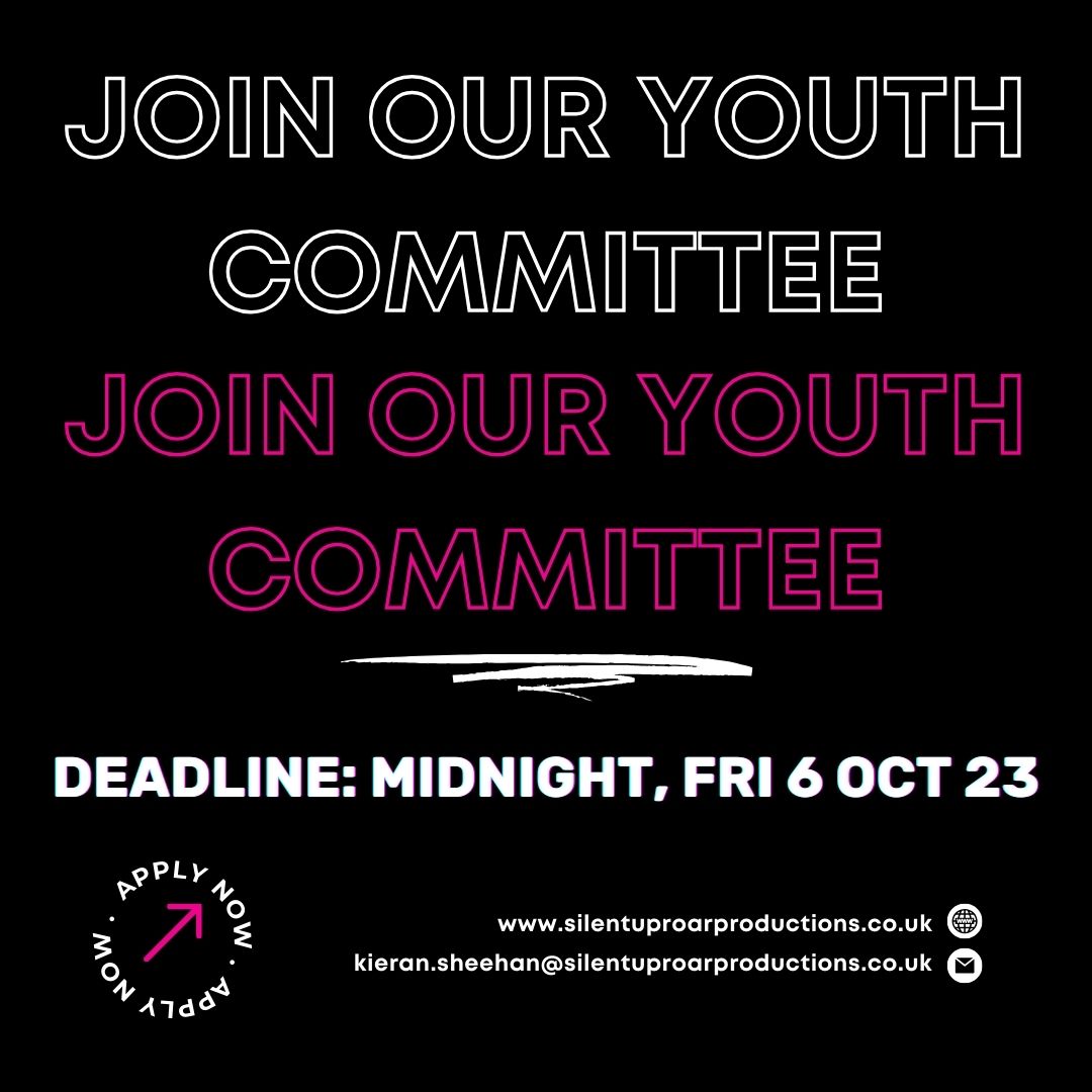 Applications to join our youth committee close at midnight tonight. 💥 Join & you get... ➡️ Access to all of our creative projects ➡️ Free pizza ➡️ Travel expenses ➡️ Opportunities to be part of a theatre company making some really cool stuff 😏 silentuproarproductions.co.uk/post/youth-com…