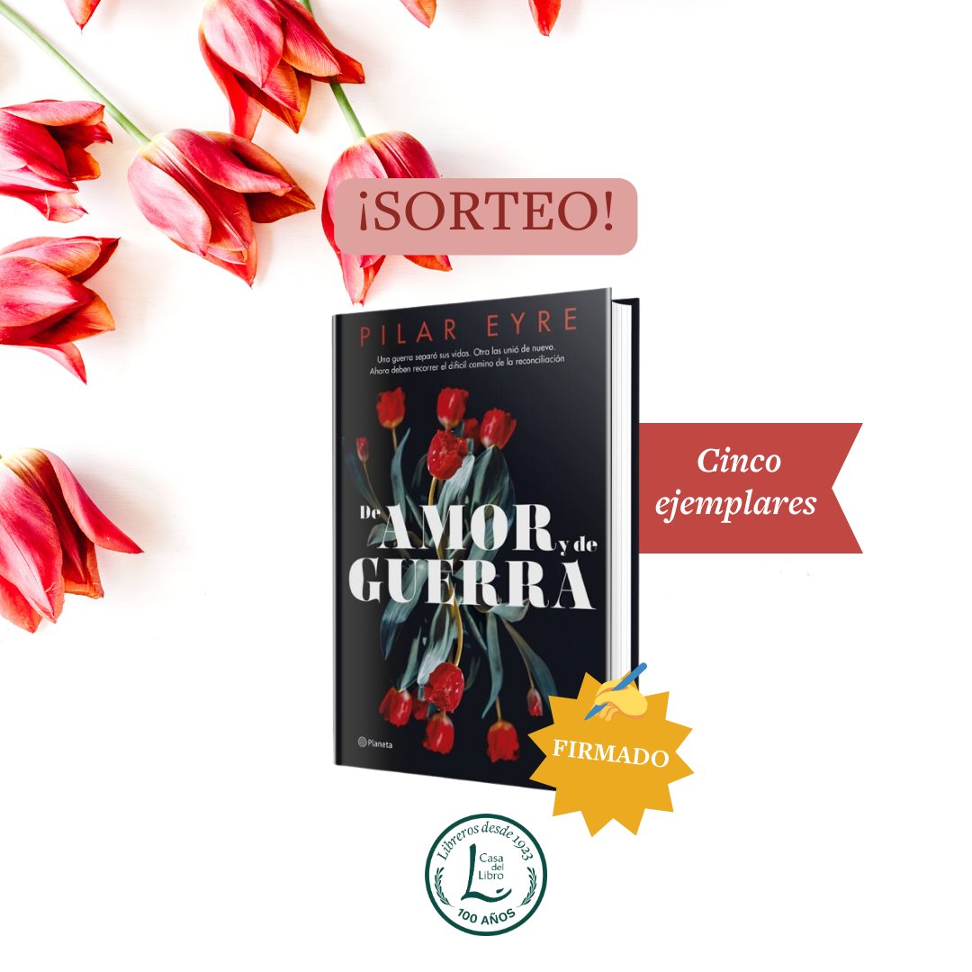 ✨✨SORTEO✨✨

Tenemos 5 ejemplares ¡FIRMADOS!
𝘋𝘦 𝘢𝘮𝘰𝘳 𝘺 𝘥𝘦 𝘨𝘶𝘦𝘳𝘳𝘢, de <a href="/pilareyre/">Pilar Eyre</a>
bit.ly/3PnBzLz

Para participar:
✅ Síguenos
❤️ Me gusta
🔁 Repostea.
🗓️ El 13/10 haremos el sorteo mediante EasyPromos.
🇪🇸 Válido para España

<a href="/edit_planeta/">Editorial Planeta</a>