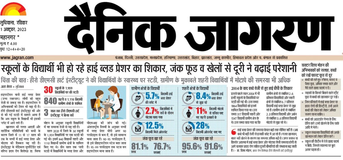 imAshamehta's tweet photo. शोध..... ब्लड प्रेशर का शिकार हो रहे स्टूडेंट्स....अभिभावक सम्भल जाएं

#Hypertension #schoolstudents 
#Students #ludhiana 
@CMOPb 
@PunjabDOHFW @PunjabGovtIndia https://t.co/8iTWtkk7O4