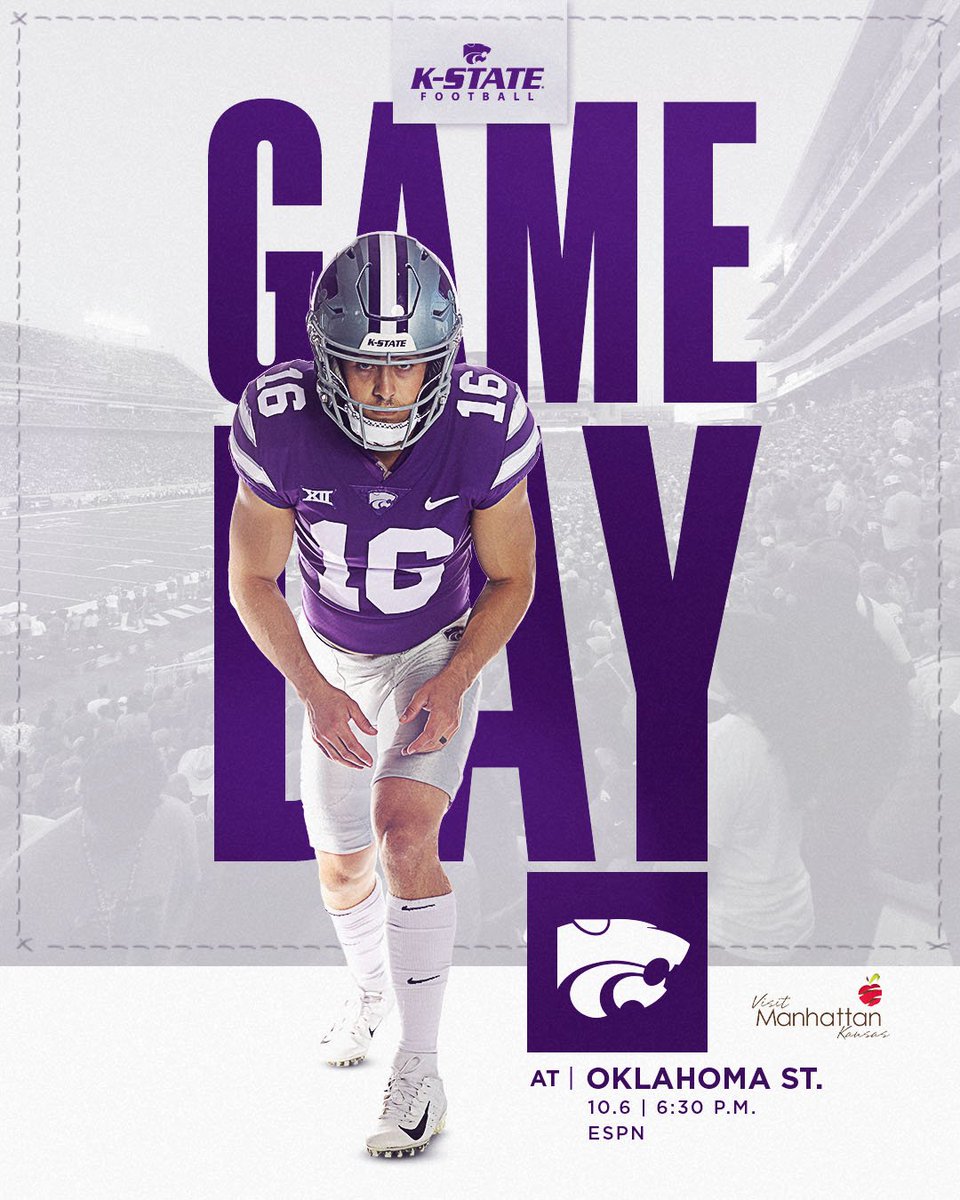 GAME DAY

🆚 OSU - 6:30 PM
📺 k-st.at/3ZHMF2U (ESPN)
🎙 k-st.at/46ayPZf
📊 k-st.at/3ZLUKDv

#KStateFB ⚒
