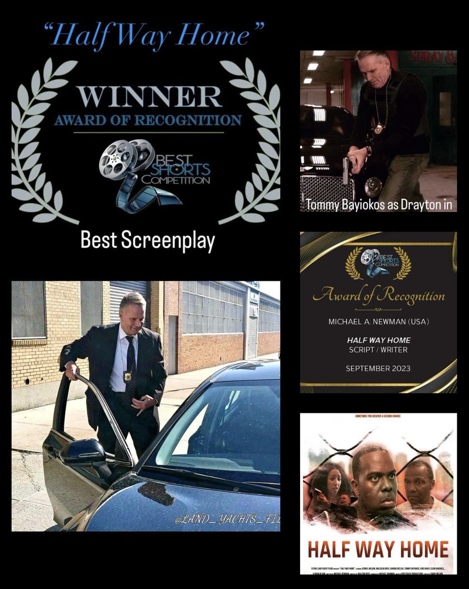 Congrats on our cast ensemble, crew & writer Michael Newman for winning best screenplay in Best Shorts Competition September 2023. I play the antagonist “Drayton” in “Half Way Home.” 🎬🥇 #BestScreenplay #AwardWinningFilm @Backstage #FilmFestival #BestShortsCompetition