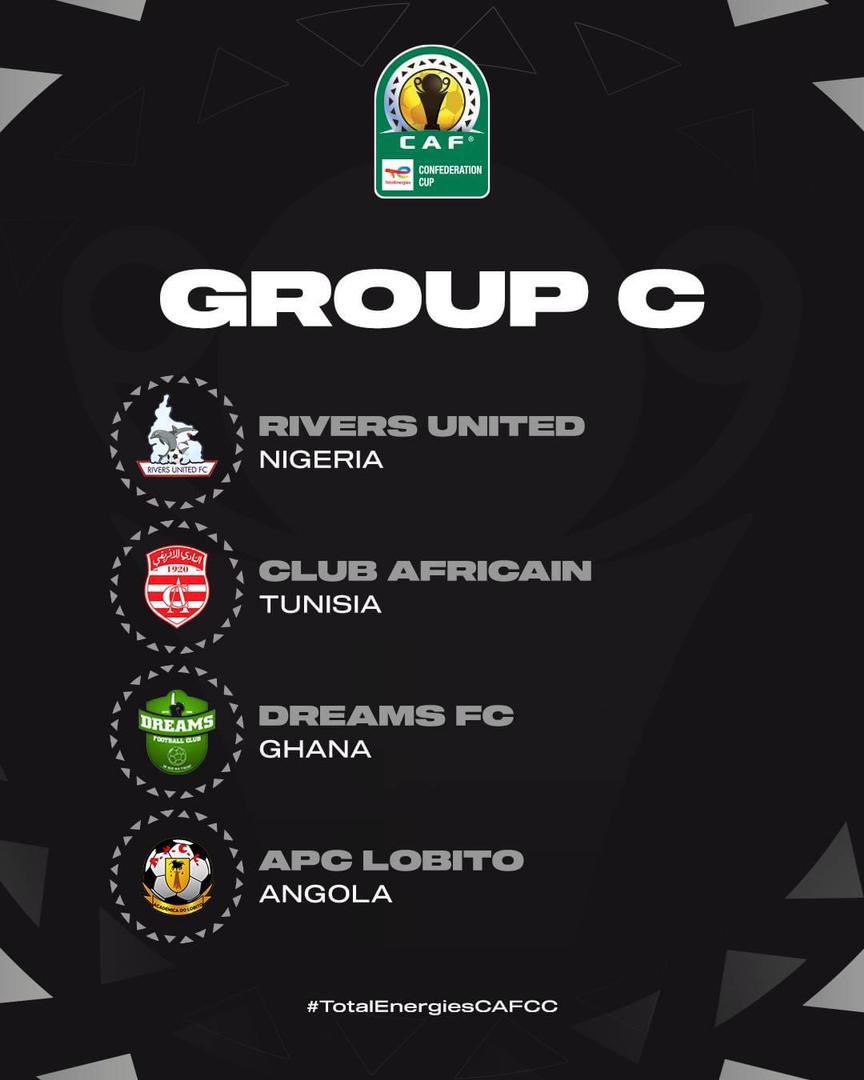 🚨🇬🇭 OFFICIAL: Dreams FC( @DreamsFootballC ) have been drawn in Group C of the #CAFConfederationCup and they face: 

🇳🇬 Rivers Utd
🇹🇳 Club Africain
🇦🇴 FC Lobito

#GuideSports #CAFConfederationsCup #GhanaFootball #BringBackTheLove #StillBelieve #DFC4LIFE #TotalEnergiesCAFCC