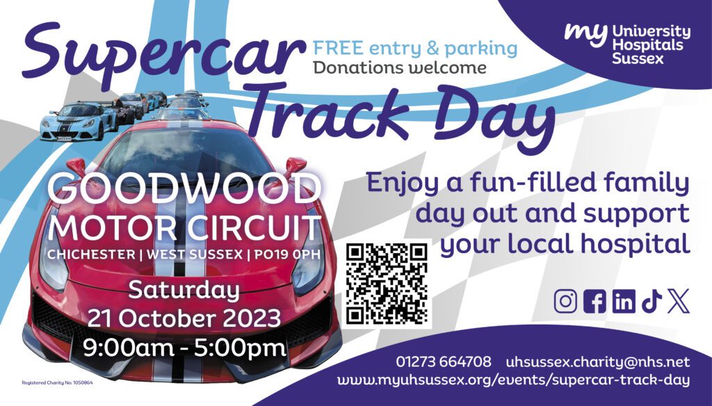 Supercar Track Day at Goodwood on 21 Oct for car enthusiasts to get close to supercars, speak with owners and watch them on the track sussexlocal.net/events/superca… #supercar #supercartrackday #goodwood #goodwoodmotorcircuit #ferrari #lamborghini #fundraiser #myuniversityhospitalssussex