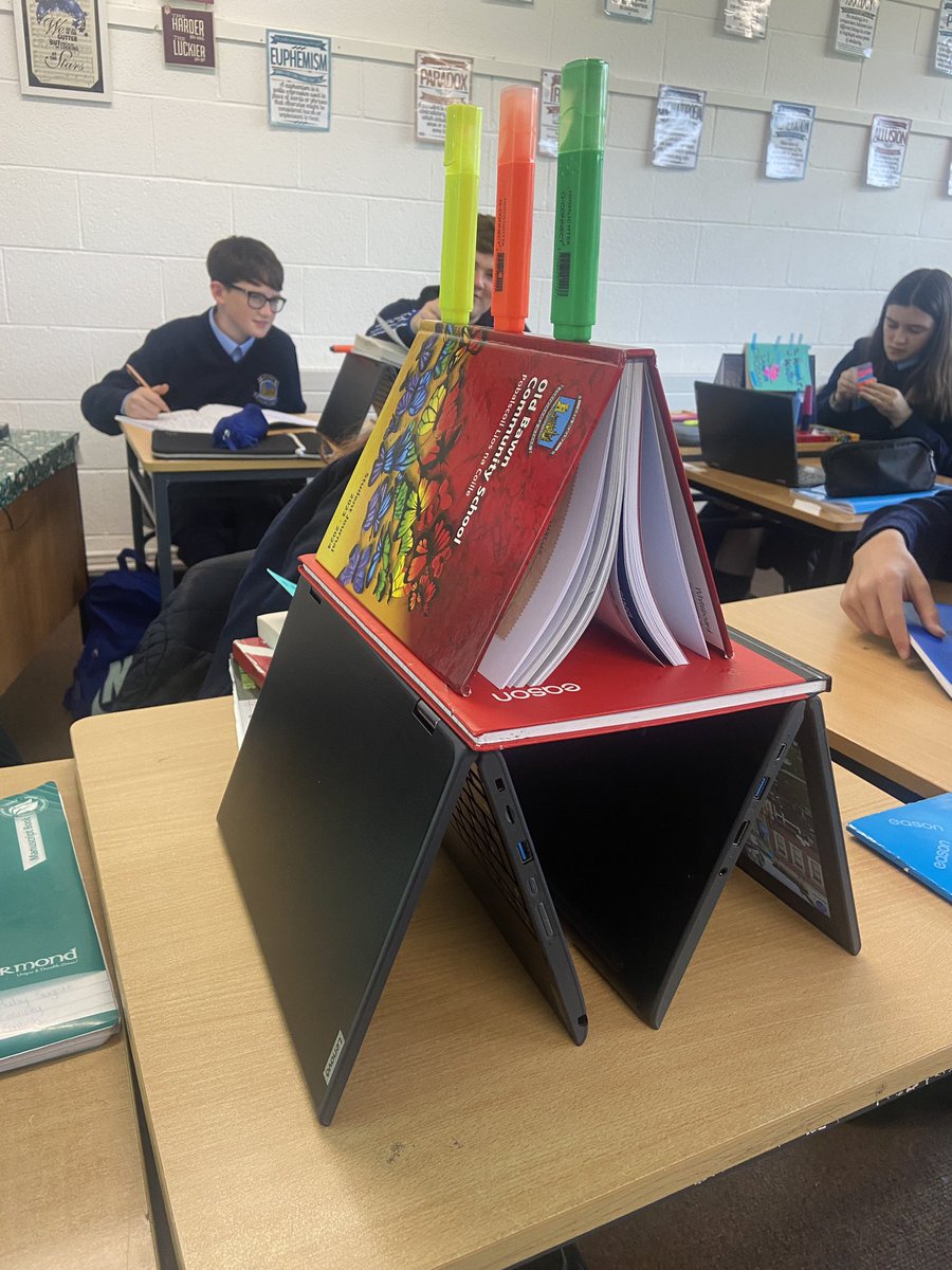 Another Magenta moment today! Asked students to use only the materials on their desks to replicate what they could visualise after reading a chapter of our novel! After a few bewildering looks, they soon found their imaginations flying!! <a href="/MikeHughesETS/">Mike Hughes</a> <a href="/OldBawnCS/">Old Bawn Community School</a>