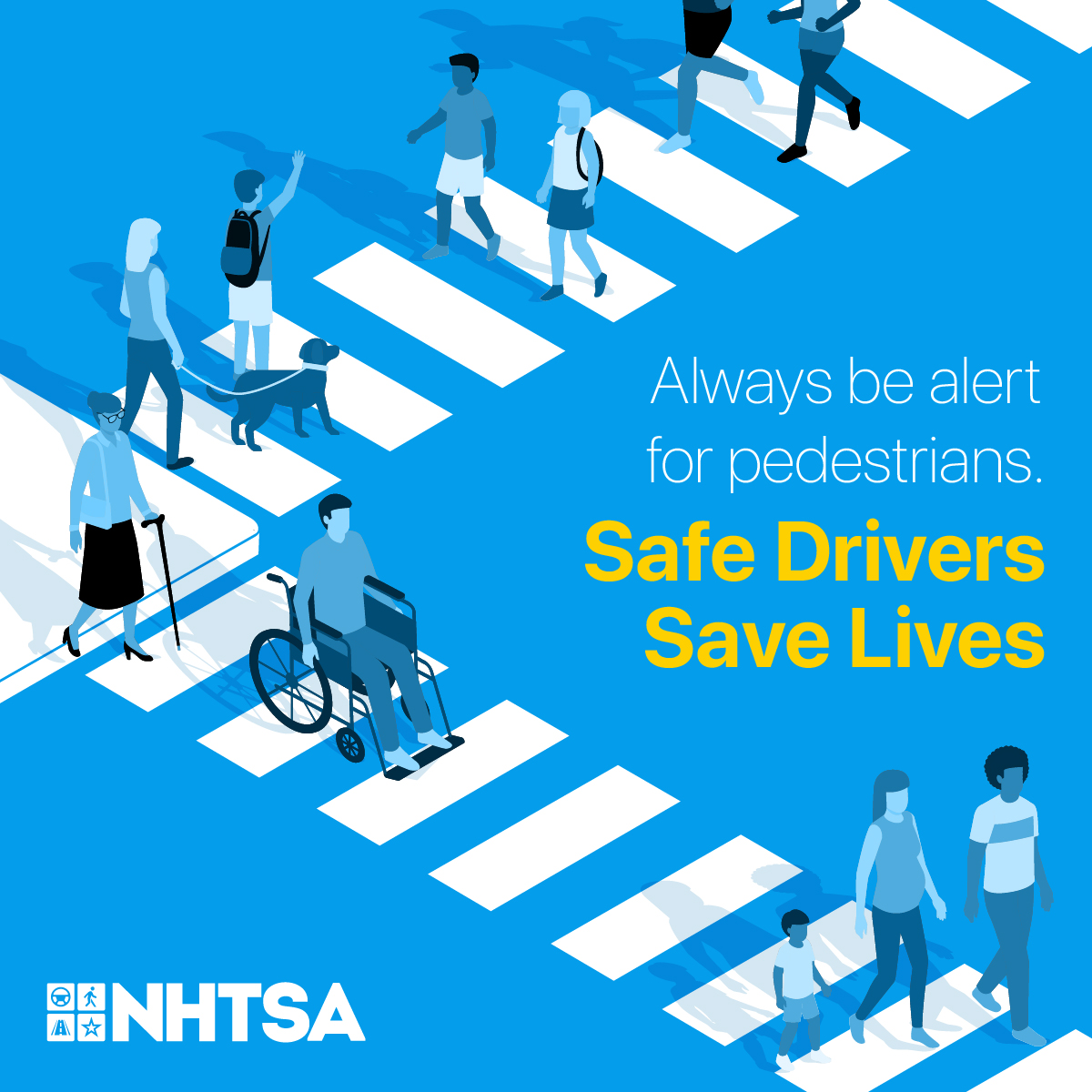 No matter where you’re driving, always be alert for pedestrians!