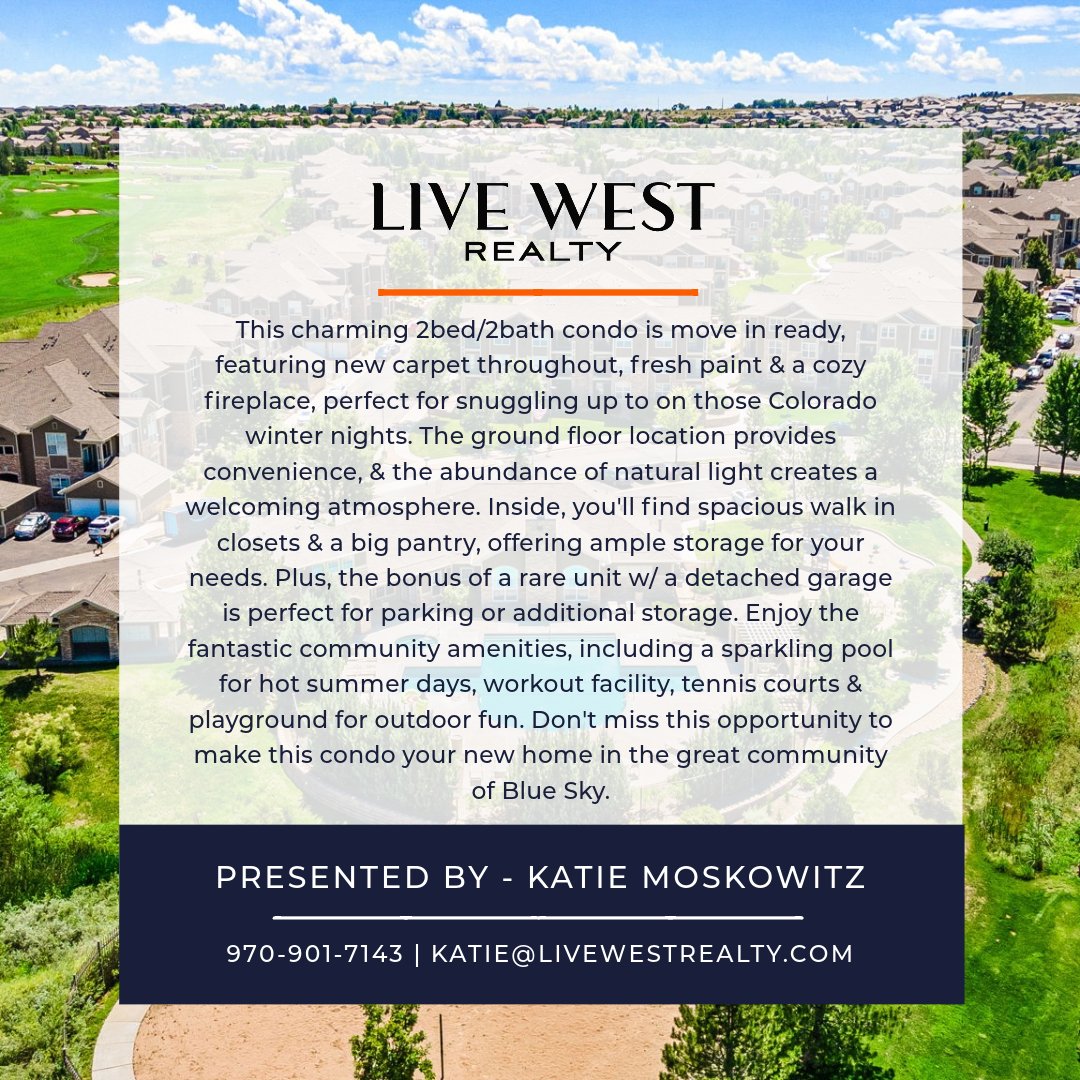 🏡 J U S T L I S T E D 🏡
1495 BLUE SKY WAY 9-101
- E R I E , C O -

Listing Agent: Katie Moskowitz
Katie@livewestrealty.com
970-901-7143
.
.
.
.

#ColoradoLiving #MoveInReady #NewCarpet #FreshPaint #CozyFireplace #GroundFloorLiving #NaturalLight #StorageSpace #DetachedGarage