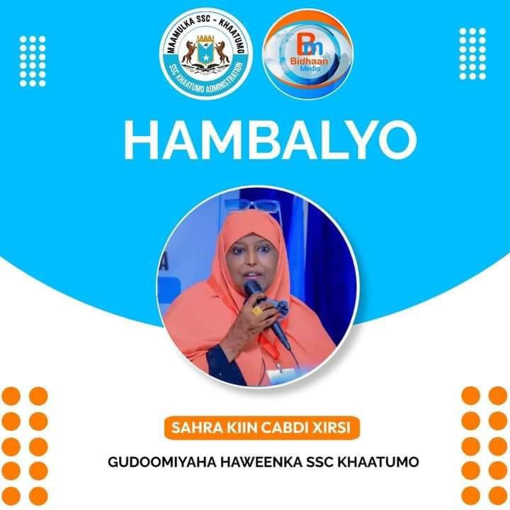Khusuusi_Hawd's tweet photo. #Hambalyo #Gudoomiyaha Ururka Haweenka #Maamulka SSC-khaatumo. 

#Marwo: Sahra-kiin Cabdi Xirsi https://t.co/CSmm0Im8ea