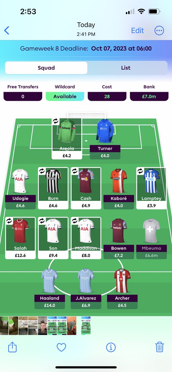 chef_fpl's tweet photo. Can get to this on wild card. Who’s the fifth midfielder? #FPLCommunity #fpl #wildcard https://t.co/4U249DoKwO